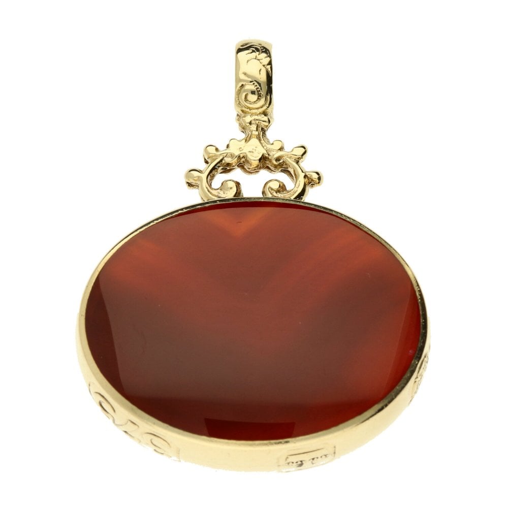 9ct Yellow Gold Large Agate Watch Fob Pendant