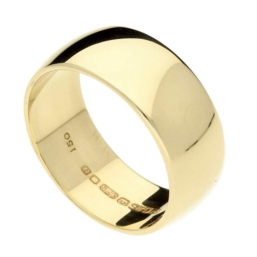 9ct yellow Gold Gents Wedding Band- Size X