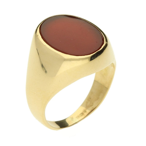 14ct Yellow Gold Gents Cornelian Ring