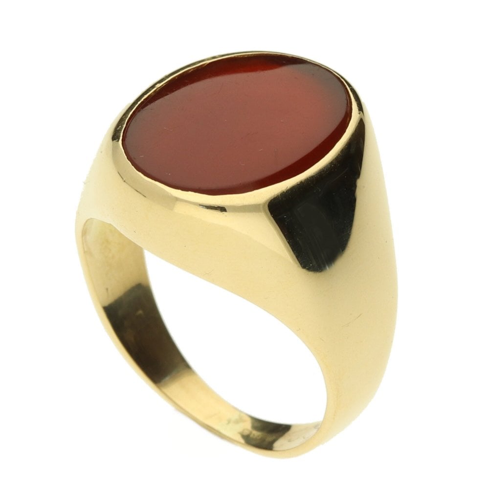 14ct Yellow Gold Gents Cornelian Ring