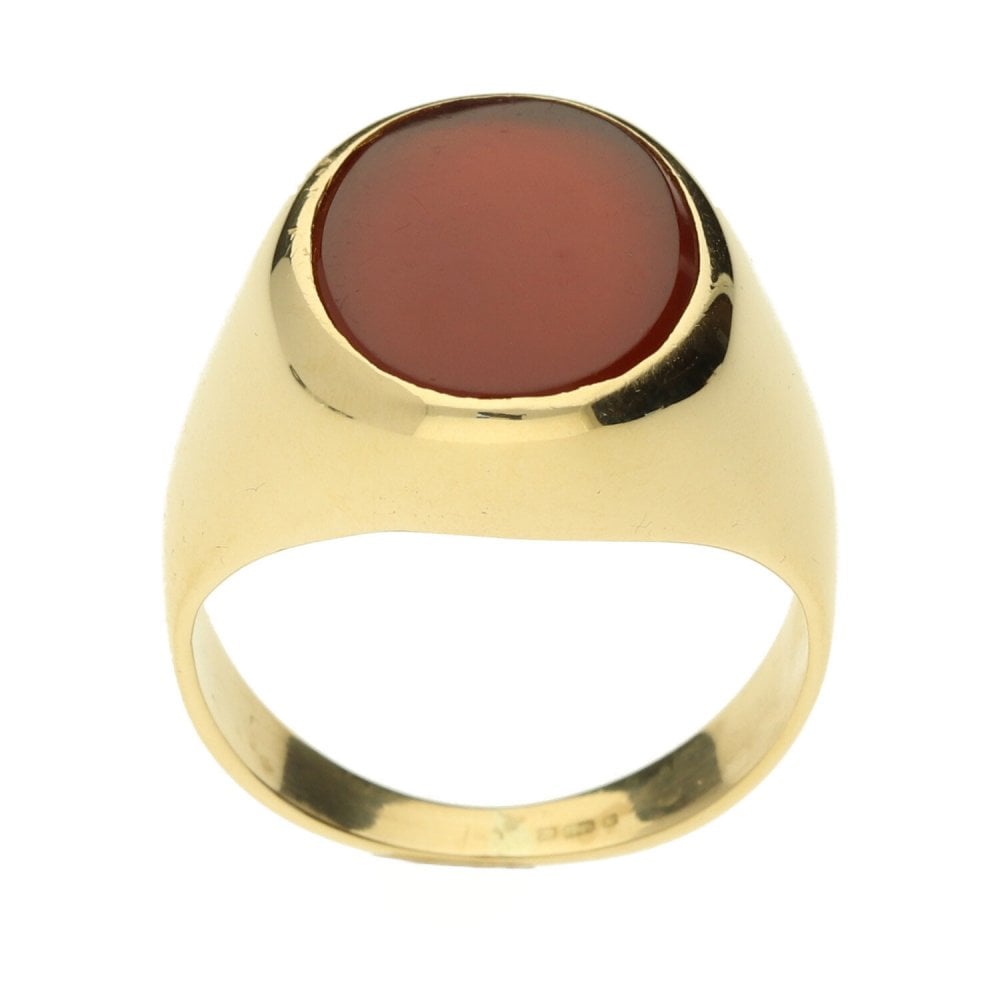 14ct Yellow Gold Gents Cornelian Ring