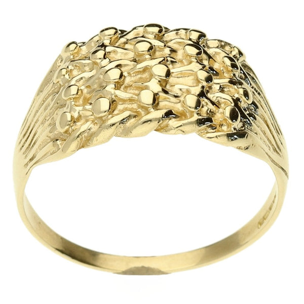 9ct Yellow Gold Gents 4 Row Shot Ring- Size X
