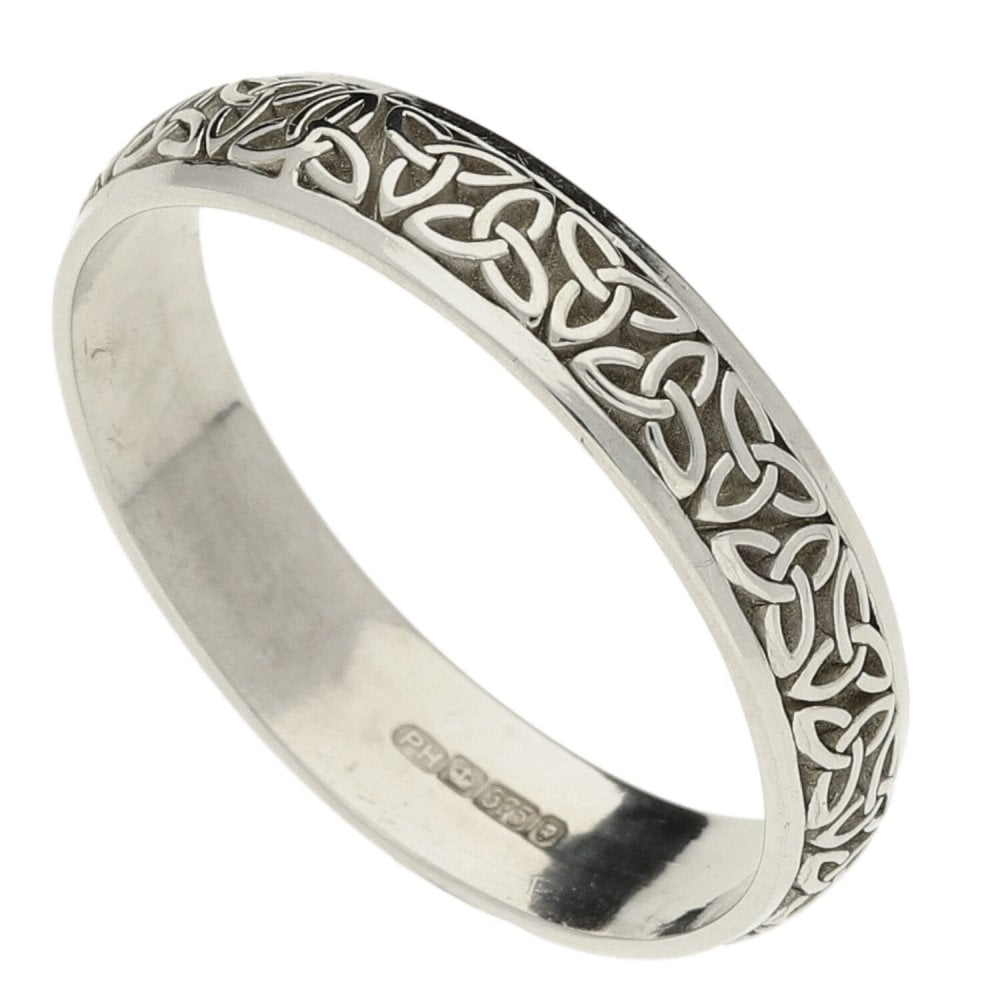 9ct White Gold Celtic Gents Wedding Ring- Size X