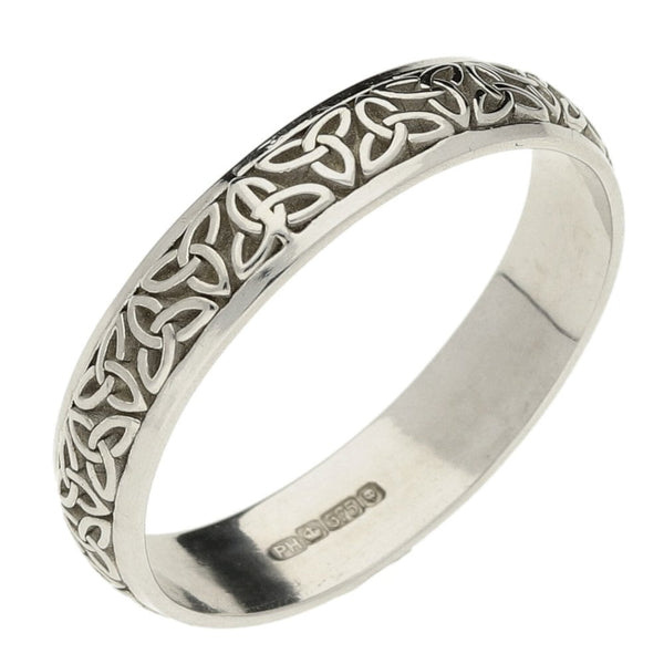 9ct White Gold Celtic Gents Wedding Ring- Size X