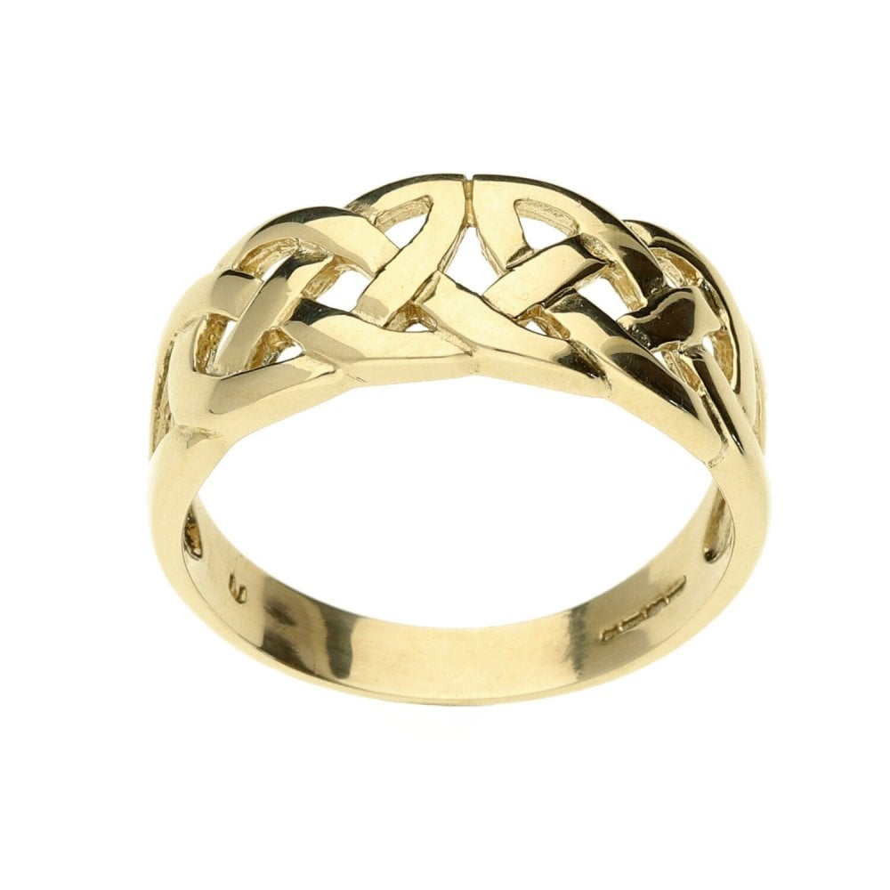 9ct Yellow Gold Gents Celtic Patterned Ring- Size S