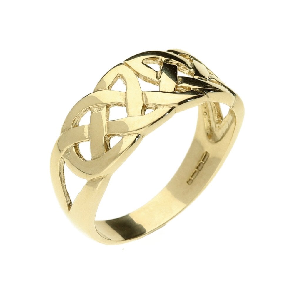 9ct Yellow Gold Gents Celtic Patterned Ring- Size S