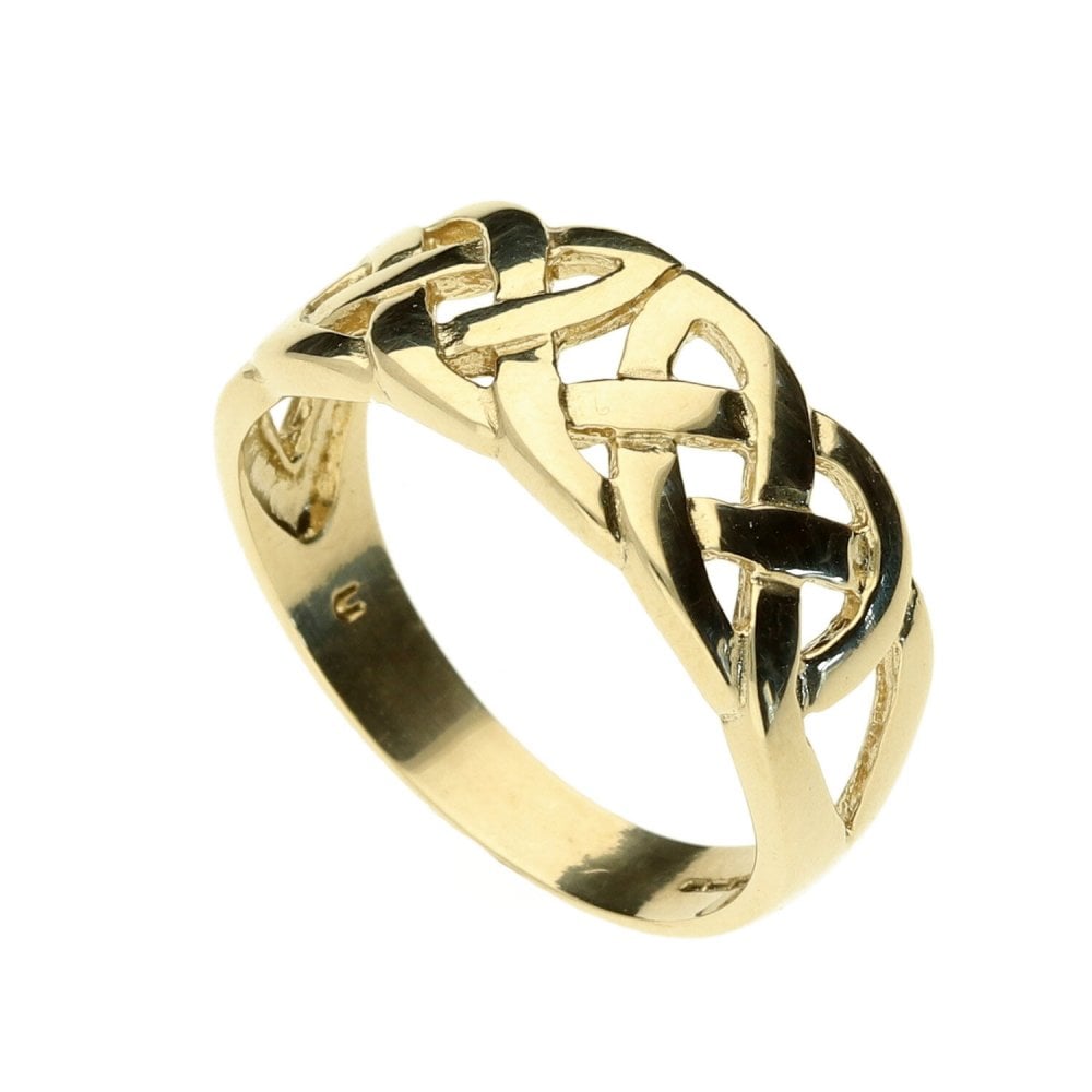 9ct Yellow Gold Gents Celtic Patterned Ring- Size S