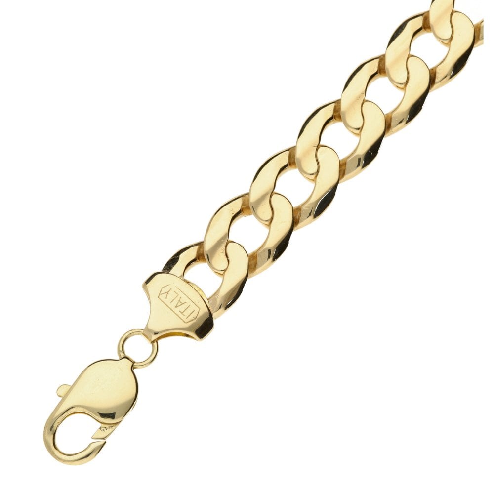 9ct Yellow Gold Gents Curb Bracelet 9" -34.7g