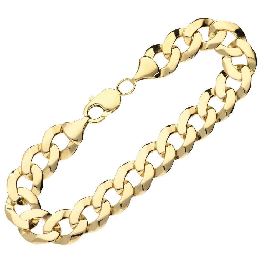 9ct Yellow Gold Gents Curb Bracelet 9"- 27.6g