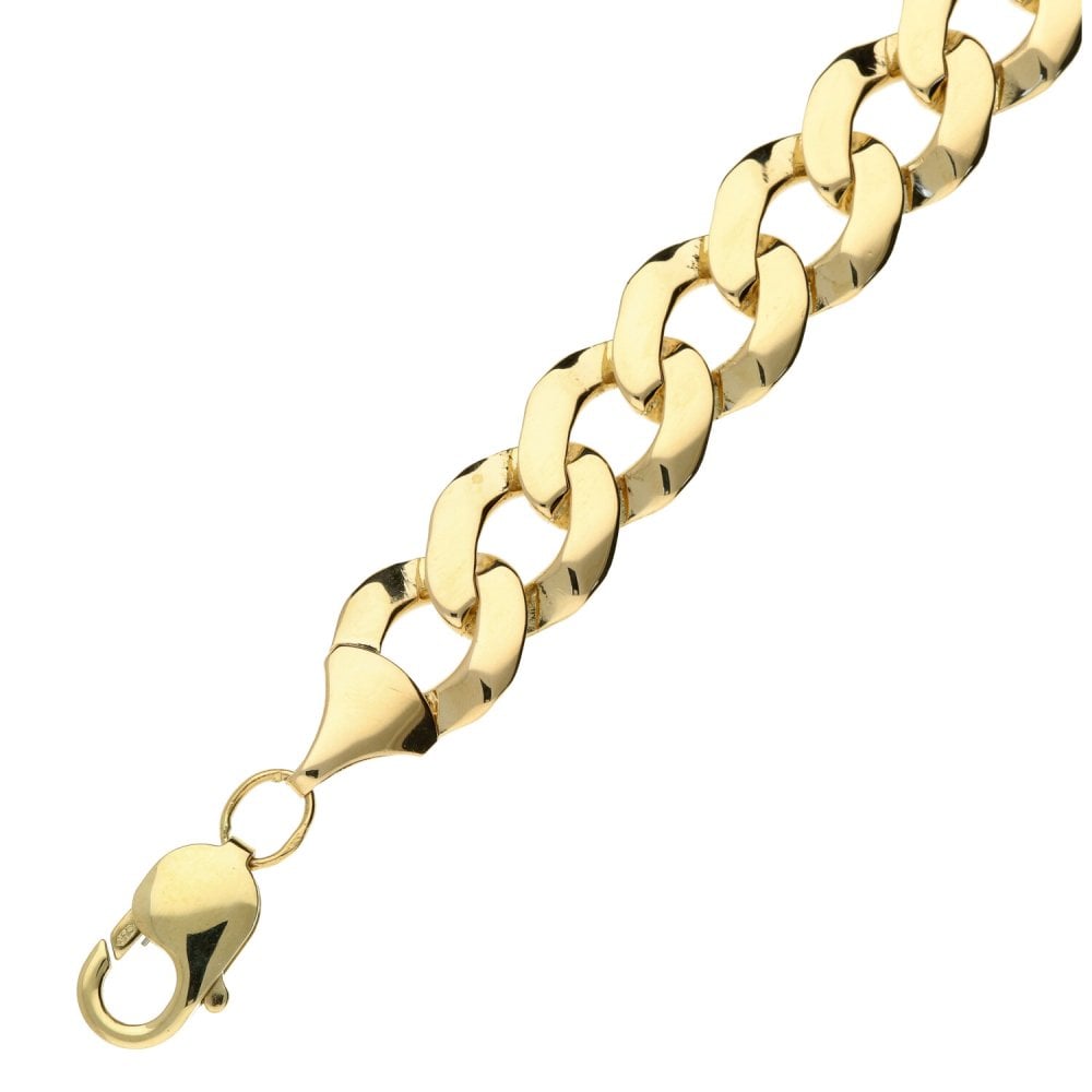 9ct Yellow Gold Gents Curb Bracelet 9"- 27.6g