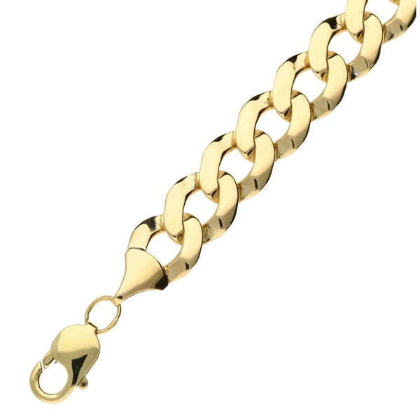 9ct Yellow Gold Gents Curb Bracelet 9"- 27.6g