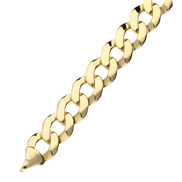 9ct Yellow Gold Gents Curb Bracelet 9"- 27.6g