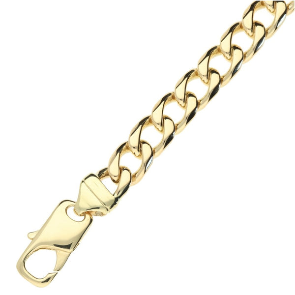 9ct Yellow Gold Gents Curb Bracelet 9"- 47.6g