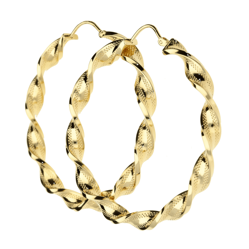 9ct Yellow Gold Twist Hoop Earrings 6.8g