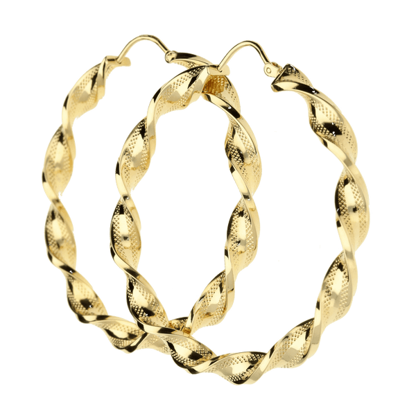 9ct Yellow Gold Twist Hoop Earrings 6.8g