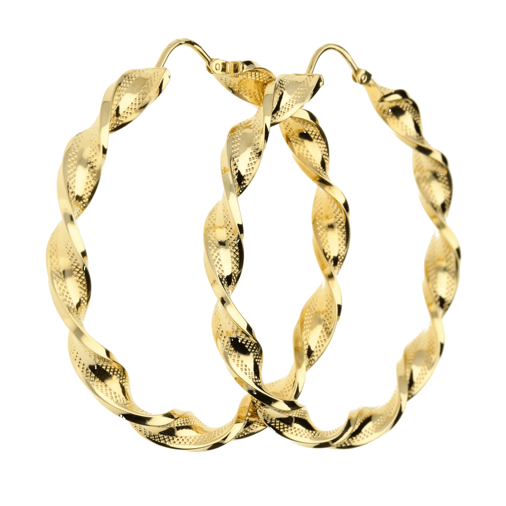 9ct Yellow Gold Twist Hoop Earrings 6.8g