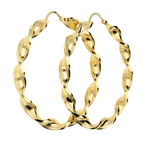9ct Yellow Gold Twist Hoop Earrings 6.8g