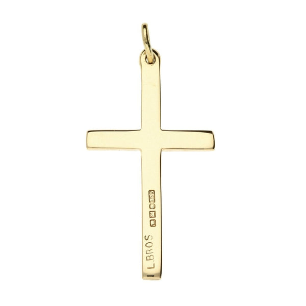 9ct Yellow Gold Feathered Cross Pendant- 2.6g