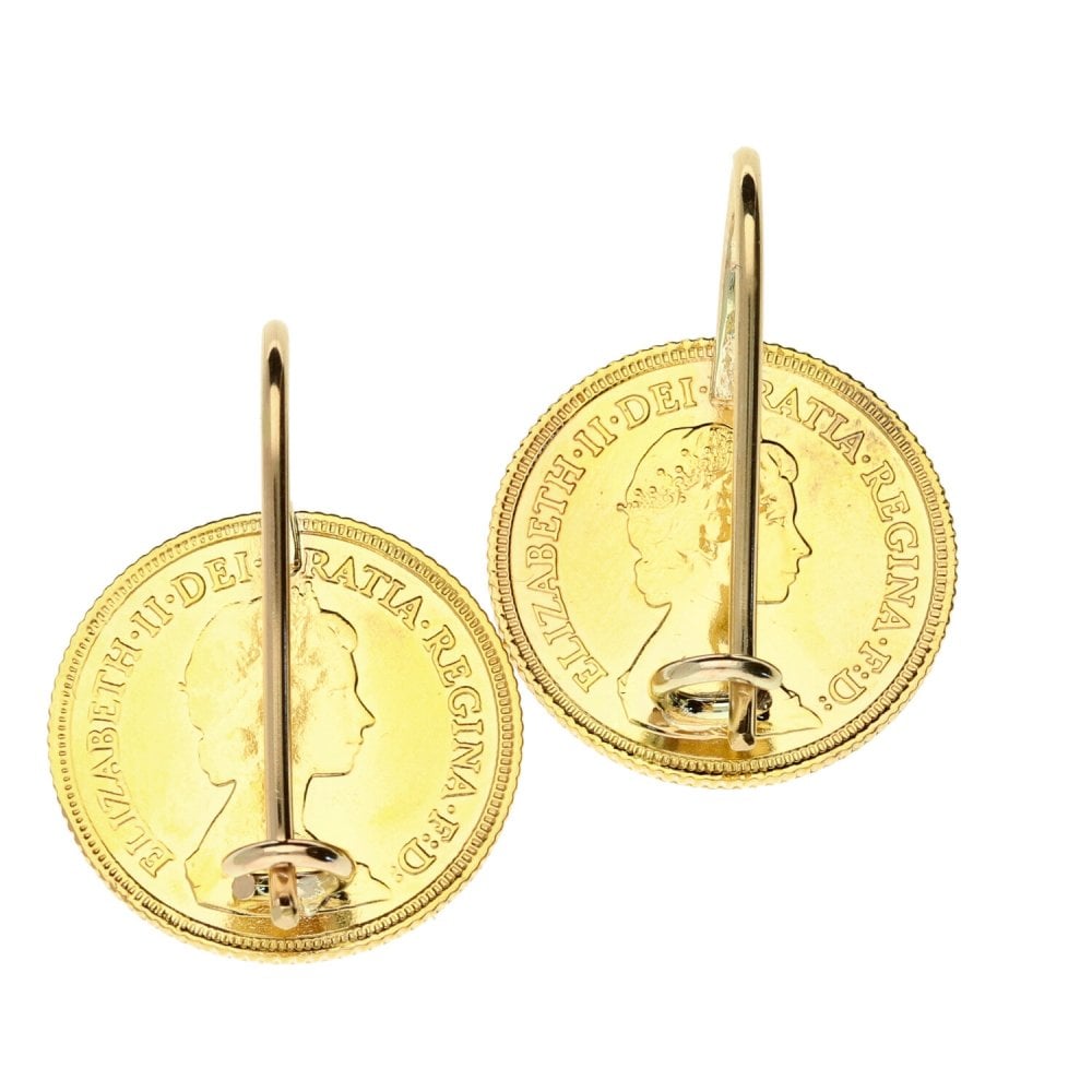 9ct Yellow Gold 1982 Half Sovereign Earrings.