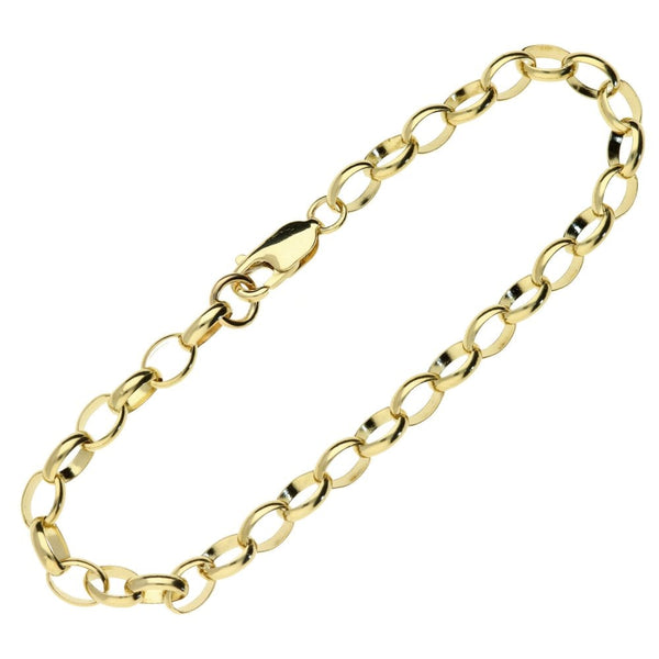 9ct Yellow Gold Ladies Oval Belcher Bracelet  8"