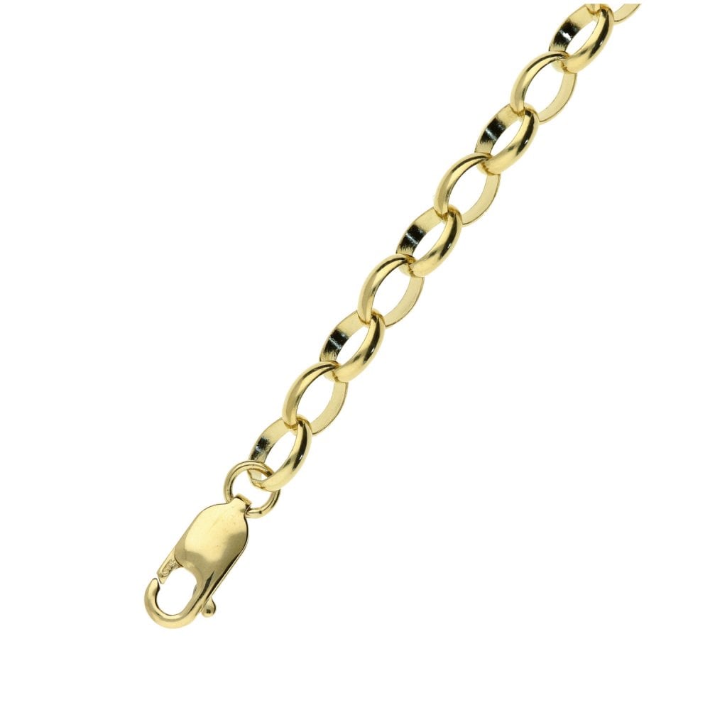 9ct Yellow Gold Ladies Oval Belcher Bracelet  8"