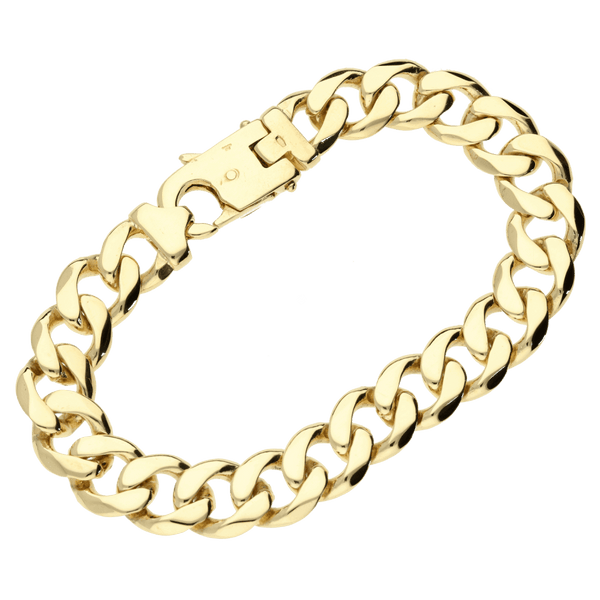 9ct Yellow Gold Gents Curb Bracelet- 8" - 39.5g