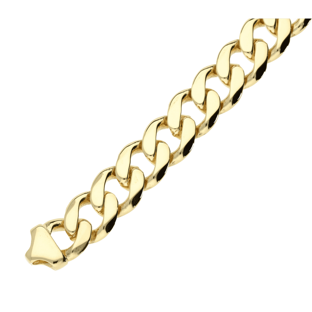 9ct Yellow Gold Gents Curb Bracelet- 8" - 39.5g