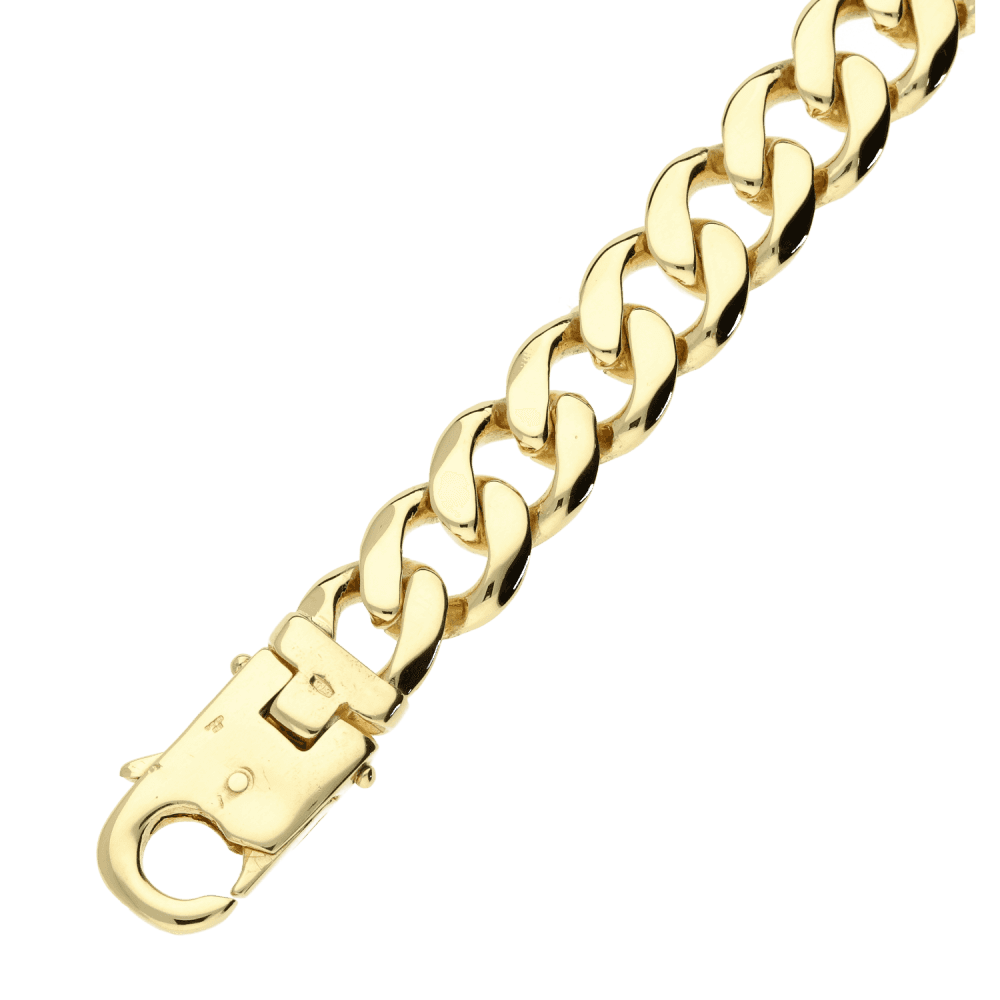 9ct Yellow Gold Gents Curb Bracelet- 8" - 39.5g