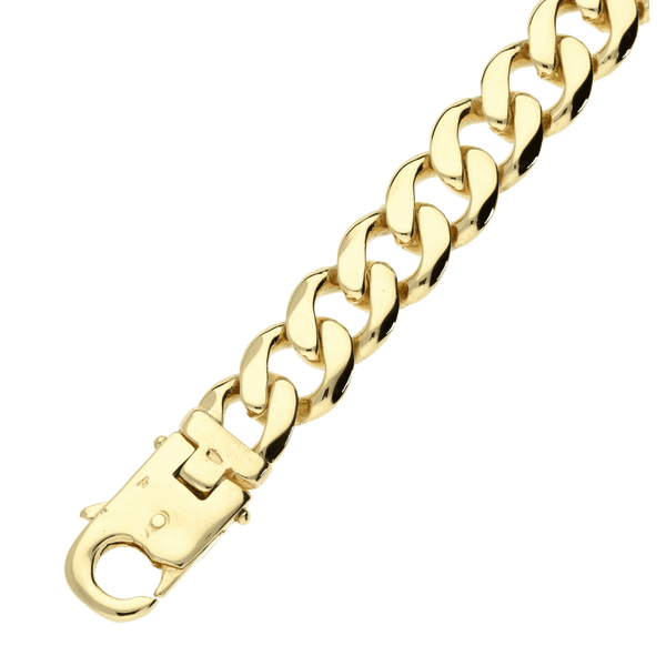 9ct Yellow Gold Gents Curb Bracelet- 8" - 39.5g