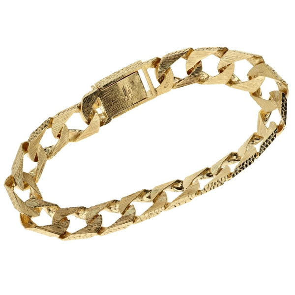 9ct Yellow Gold Gents Patterned Curb Bracelet