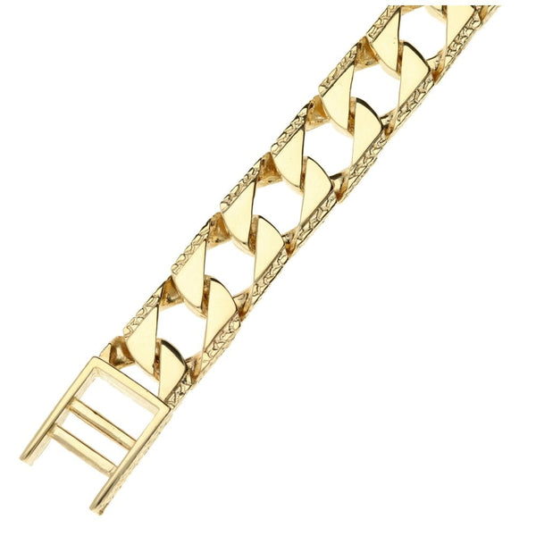 9ct Yellow Gold Gents Patterned Curb Bracelet