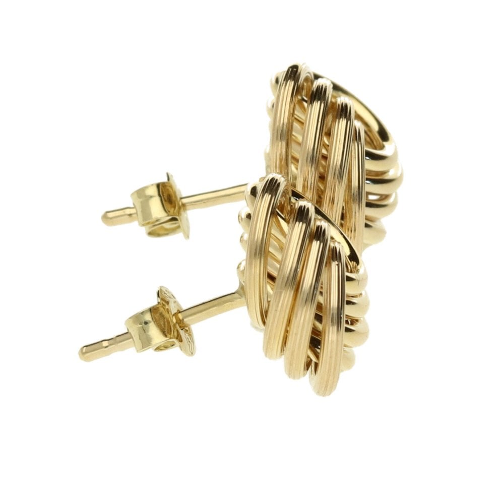 9ct Yellow Gold Large Knot Stud Earrings - 1.3g