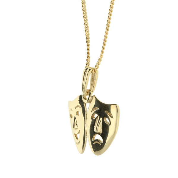9ct Yellow Gold Comedy & Tragedy Pendant & Chain