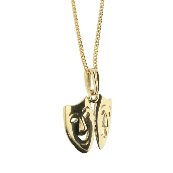 9ct Yellow Gold Comedy & Tragedy Pendant & Chain