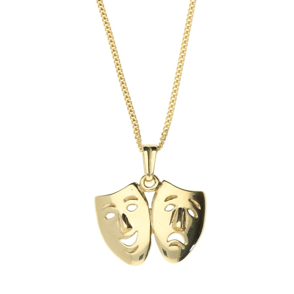 9ct Yellow Gold Comedy & Tragedy Pendant & Chain