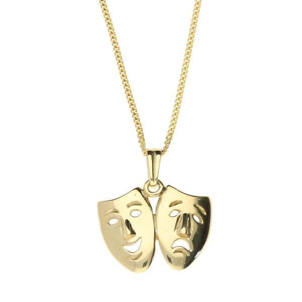 9ct Yellow Gold Comedy & Tragedy Pendant & Chain