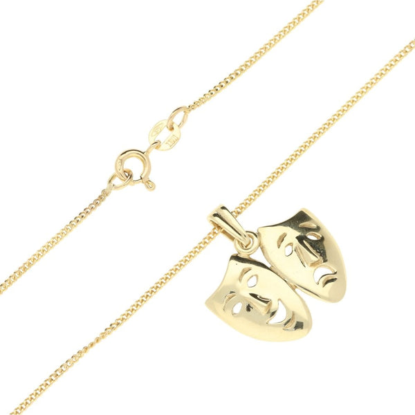 9ct Yellow Gold Comedy & Tragedy Pendant & Chain