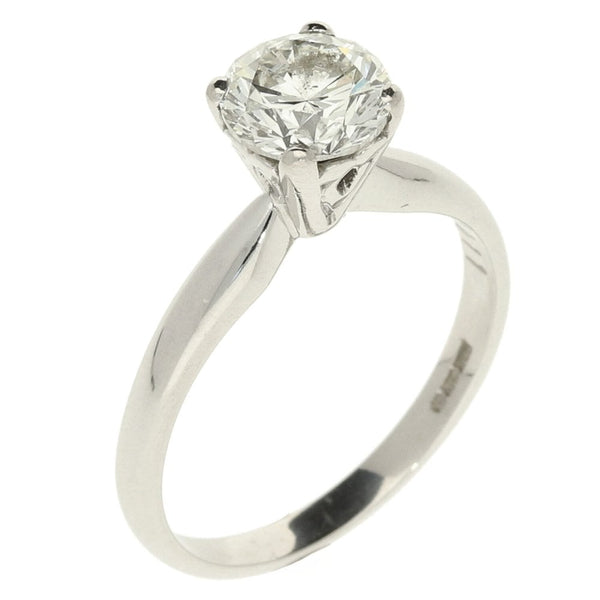 18ct White Gold Ladies Diamond Solitaire Ring - Size K