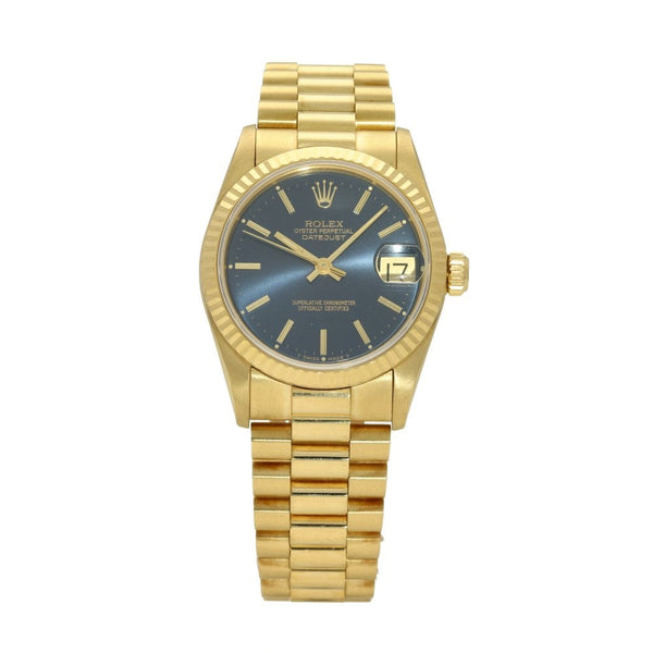 Datejust 68278 - 18ct Gold Mid Size Watch - Blue Dial - 1991