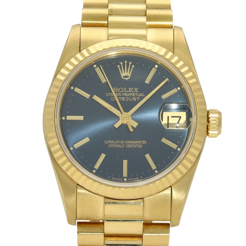 Datejust 68278 - 18ct Gold Mid Size Watch - Blue Dial - 1991