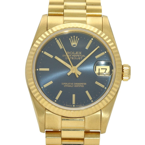 Datejust 68278 - 18ct Gold Mid Size Watch - Blue Dial - 1991