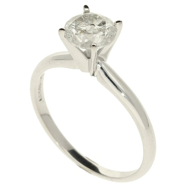 14ct White Gold Ladies Solitaire Diamond Ring - Size N