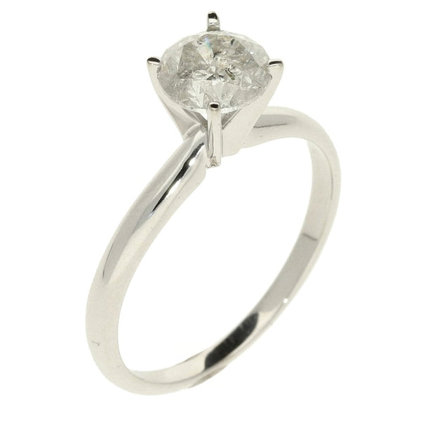 14ct White Gold Ladies Solitaire Diamond Ring - Size N