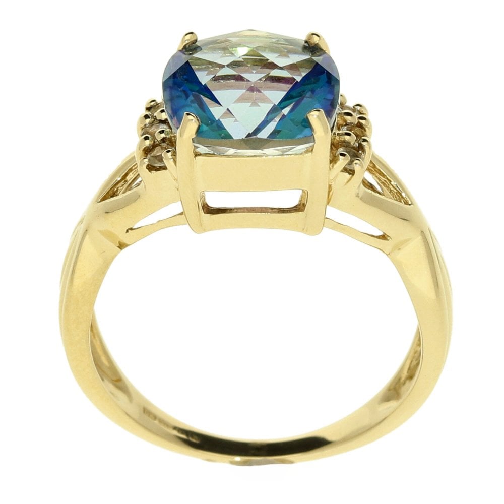 9ct Yellow Gold Mystic Topaz Dress Ring - Size N