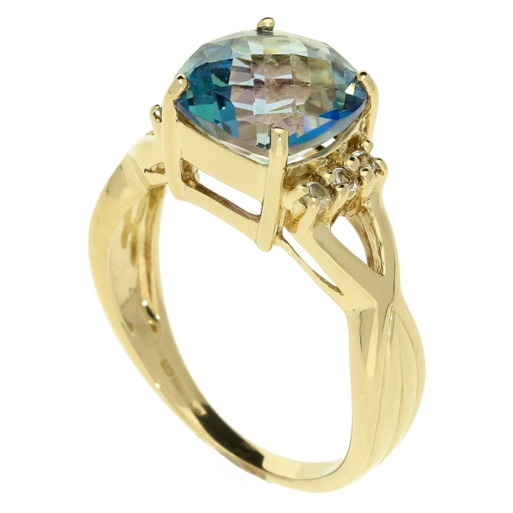 9ct Yellow Gold Mystic Topaz Dress Ring - Size N