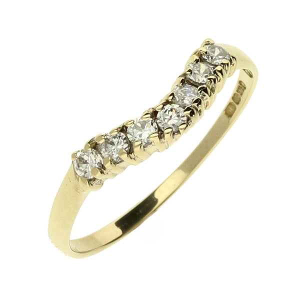9ct Yellow Gold  Cubic Zirconia Wishbone Ring - Size M
