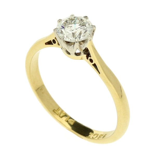 18ct Yellow Gold Diamond Solitaire Ring - Size M1/2