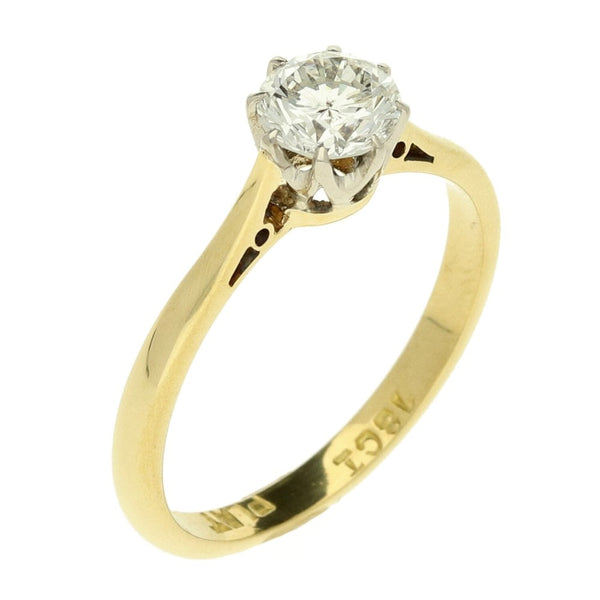 18ct Yellow Gold Diamond Solitaire Ring - Size M1/2