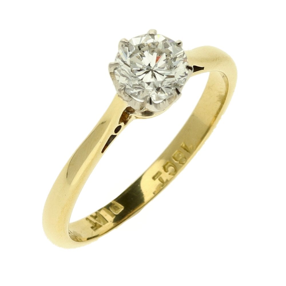 18ct Yellow Gold Diamond Solitaire Ring - Size M1/2