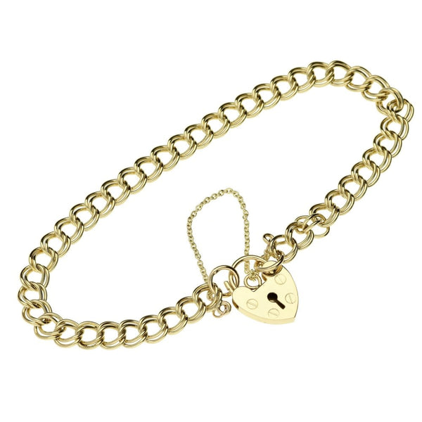 9ct Yellow Gold Ladies Double Curb Bracelet- 7.4g